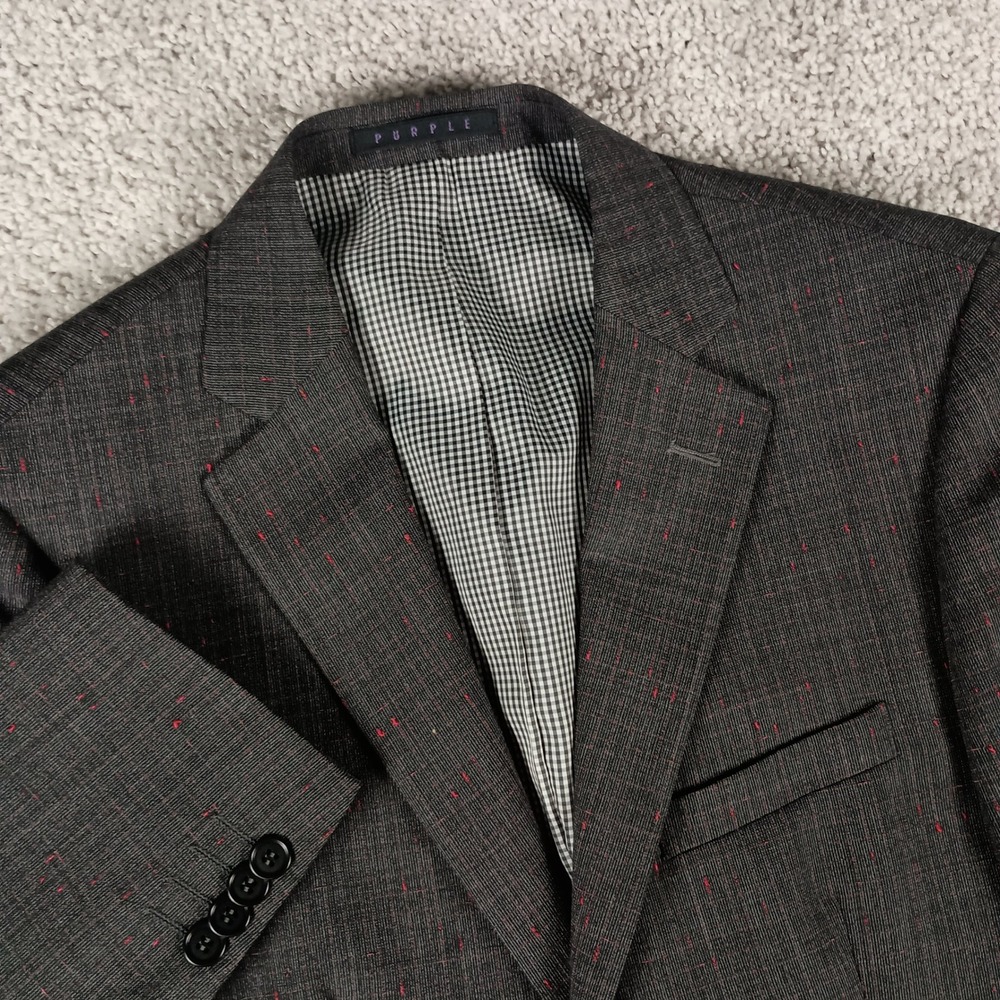 Arturo Calle 38 Regular Mens Grey Red Nep 100% Wool Italian Fabric Blazer